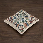 Botanical jacquard woven pillow texture and floral design detail
