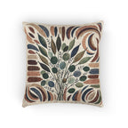 Mid-century botanical floral woven pillow lifestyle view