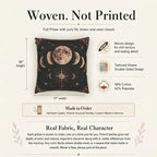Moon phases woven pillow size, fabric composition, and construction details