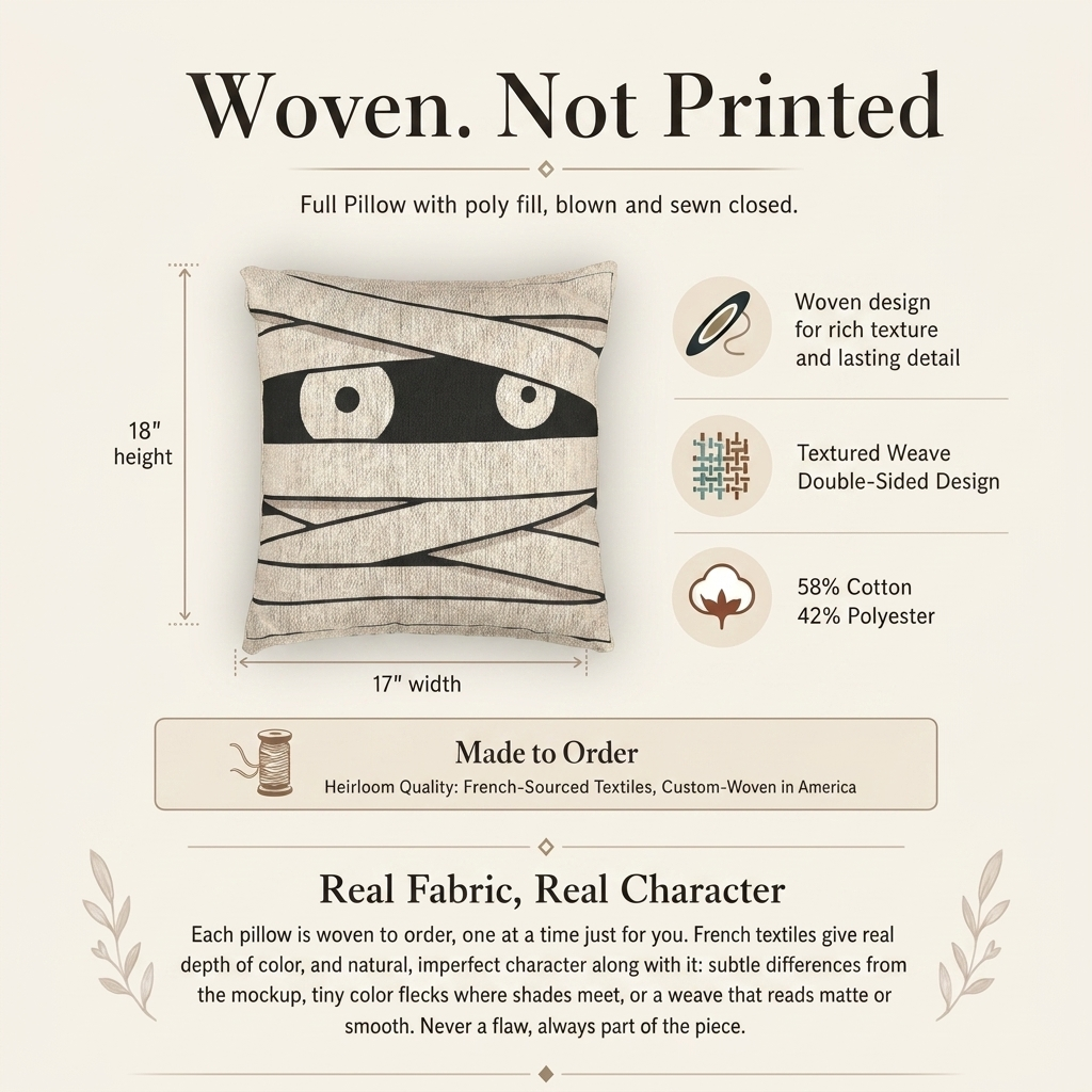 Woven not printed information card for the mummy eyes pillow