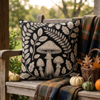 Botanical Mushroom Woven Pillow product detail image
