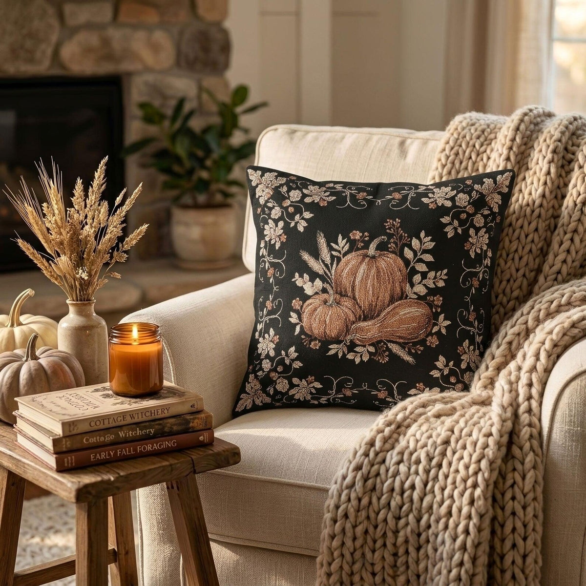 Pumpkin Bouquet Woven Pillow product detail image