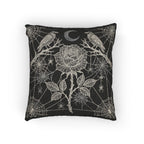 Gothic Raven & Rose Woven Pillow | Spiderweb Floral Decor – image 2