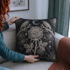Gothic Raven & Rose Woven Pillow | Spiderweb Floral Decor – image 4