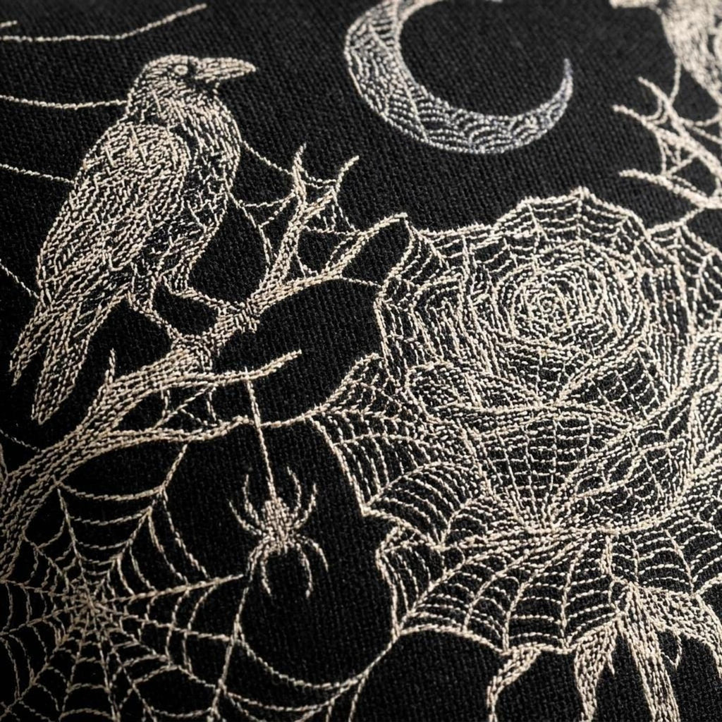 Rose Ravens woven pillow texture view