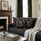 Rose Ravens woven pillow pair view