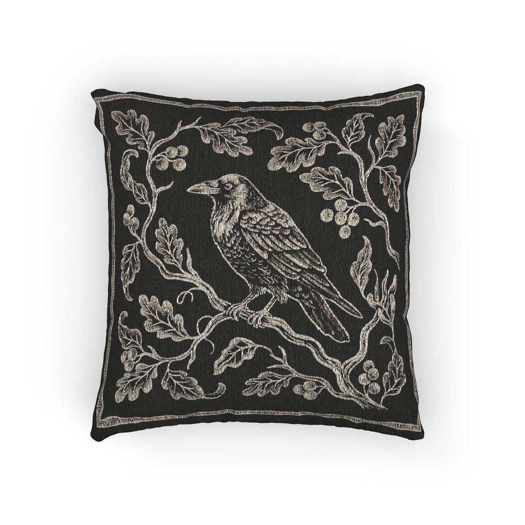Raven on Branch Woven Pillow product detail image