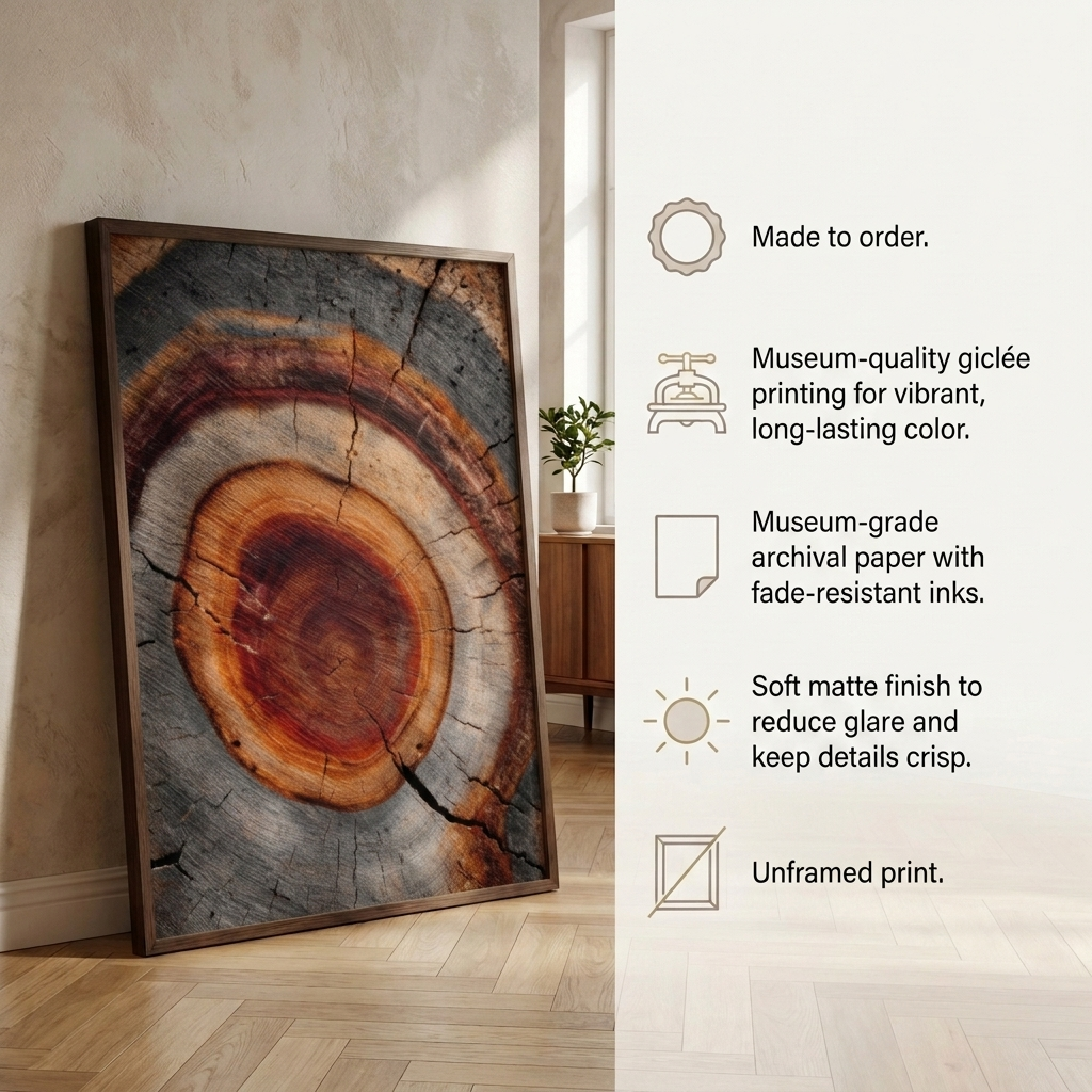 Rustic Tree Ring Poster | Natural Wood Cross Section