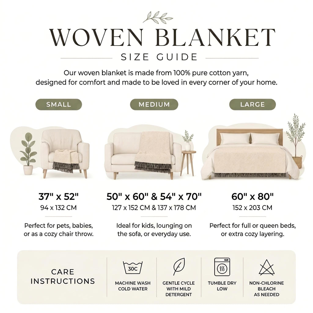 Cotton Woven Blanket Sage Green Throw Cozy Living Room Farmhouse Style Floral Pattern Cream Botanical Bedding Modern…