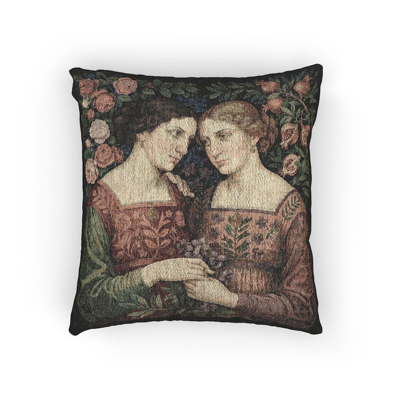 Sapphic Pre-Raphaelite Woven Pillow product detail image