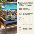 Scandinavian folk bird outdoor pillow with floral pattern — view 4