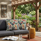 Scandinavian folk bird outdoor pillow with floral pattern — view 5