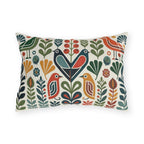 Scandinavian folk bird outdoor pillow with floral pattern — view 8