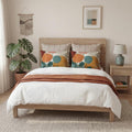 Abstract Floral Illustration Cotton Pillow Sham | Mid Century Botanicals, Orange Teal Yellow