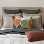 Abstract Floral Illustration Cotton Pillow Sham | Mid Century Botanicals, Orange Teal Yellow