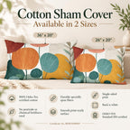Mid Century Modern Botanical Pillow Sham Abstract Floral Orange Teal Cotton