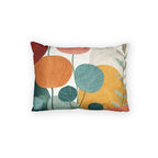 Mid Century Modern Botanical Pillow Sham Abstract Floral Orange Teal Cotton