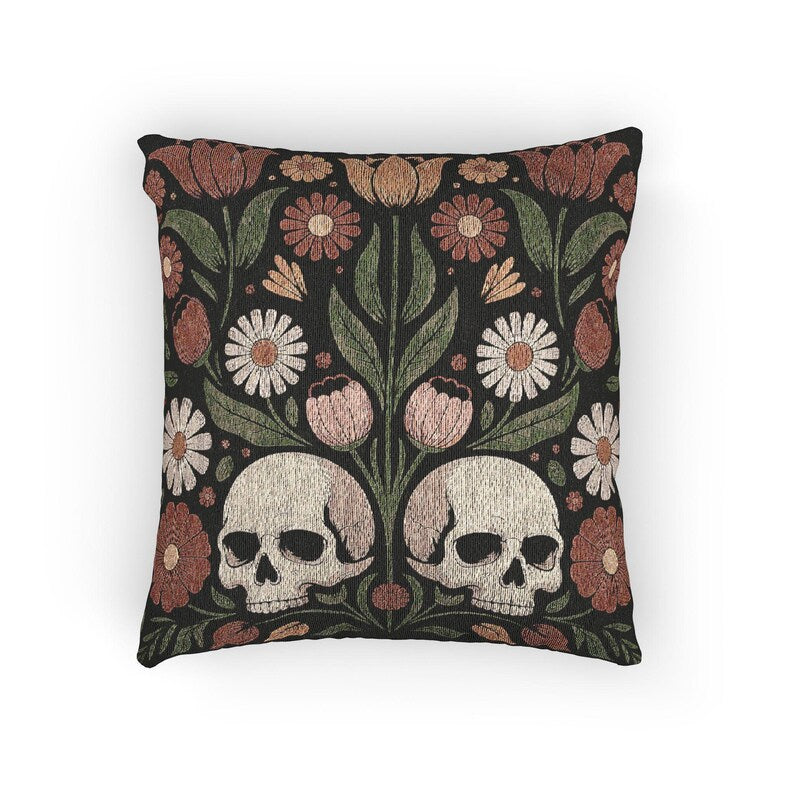 Floral Skull Woven Pillow product detail image
