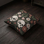 Floral Skull Woven Pillow product detail image