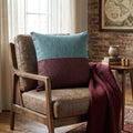 Teal Brick Throw Pillow Two Tone Color Block Modern Scandi Accent Cushion Woven Jacquard Textile Contemporary Living Room…