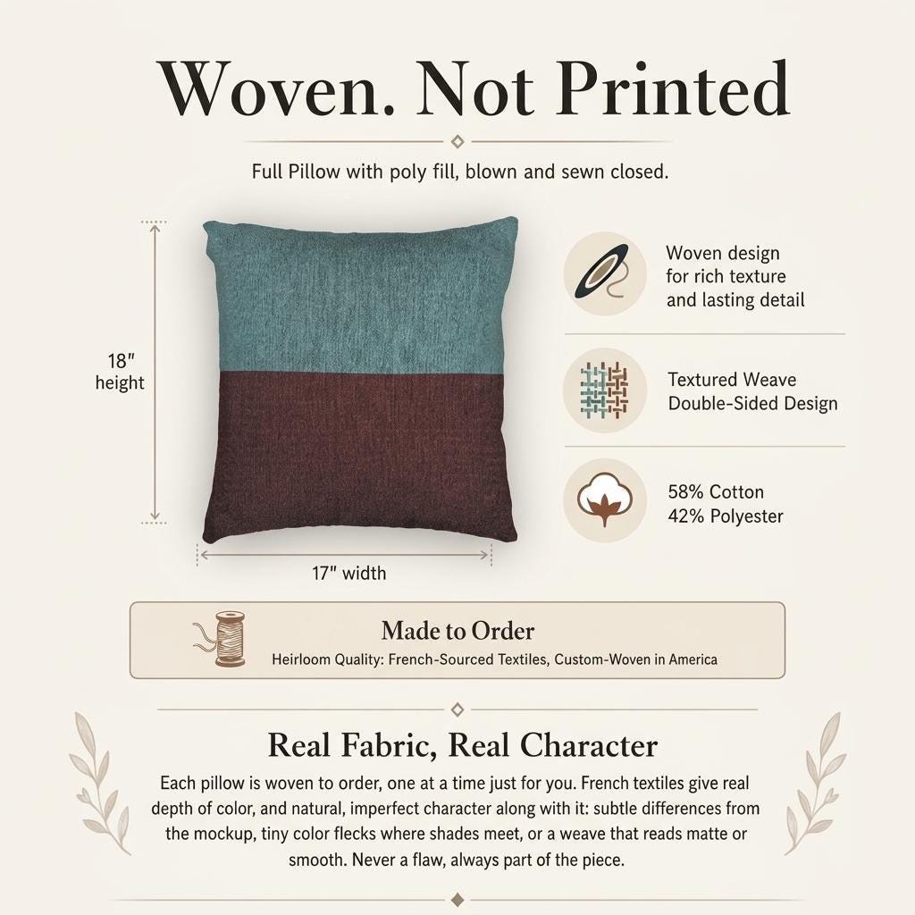 Home Gift Men Apartment Decor Teal Brick Throw Pillow Two Tone Color Block Woven Cushion Modern Scandi Accent…