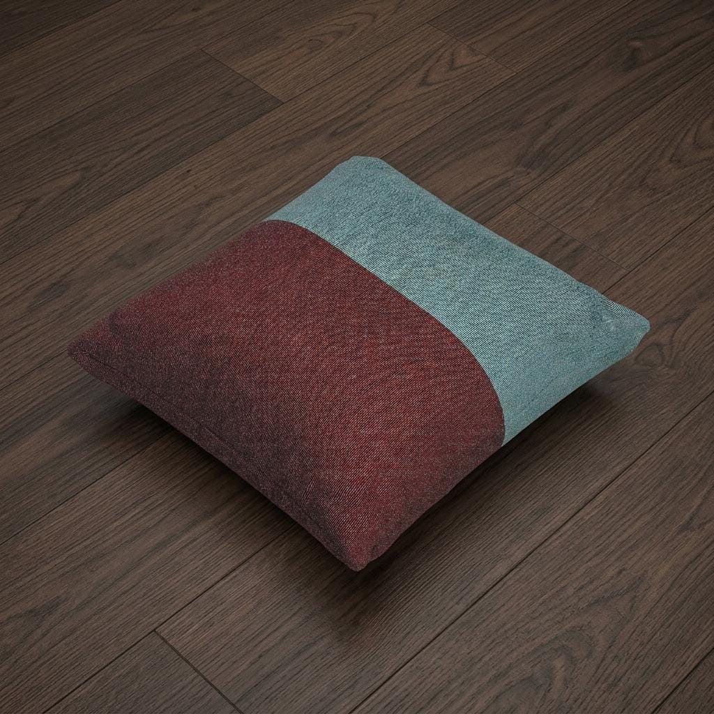 Teal and brick colorblock woven pillow – view 6