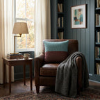 Teal and brick colorblock woven pillow – view 9