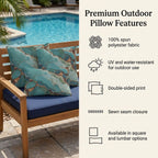 Turquoise agate outdoor pillow in teal and blue — view 3