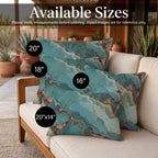 Turquoise agate outdoor pillow in teal and blue — view 7