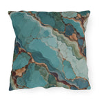Turquoise agate outdoor pillow in teal and blue — view 8