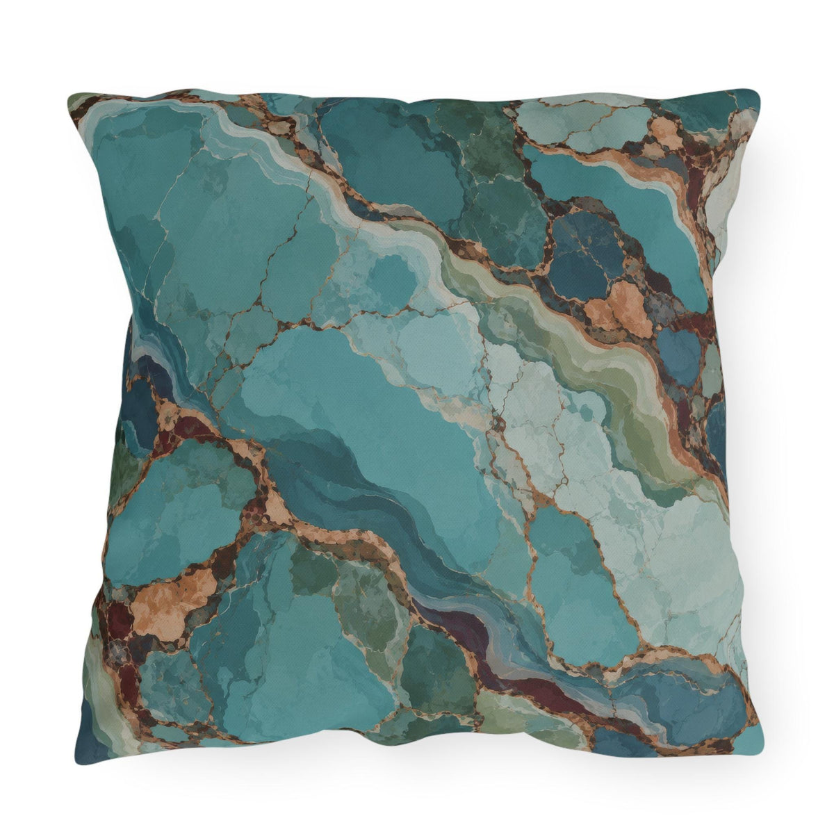 Turquoise agate outdoor pillow in teal and blue — view 8