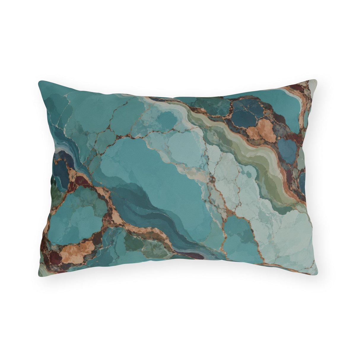 Turquoise agate outdoor pillow in teal and blue — view 9