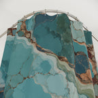 Turquoise agate shower curtain in teal and ocean blue — view 2
