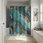 Turquoise agate shower curtain in teal and ocean blue — view 5