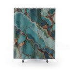Turquoise agate shower curtain in teal and ocean blue — view 7