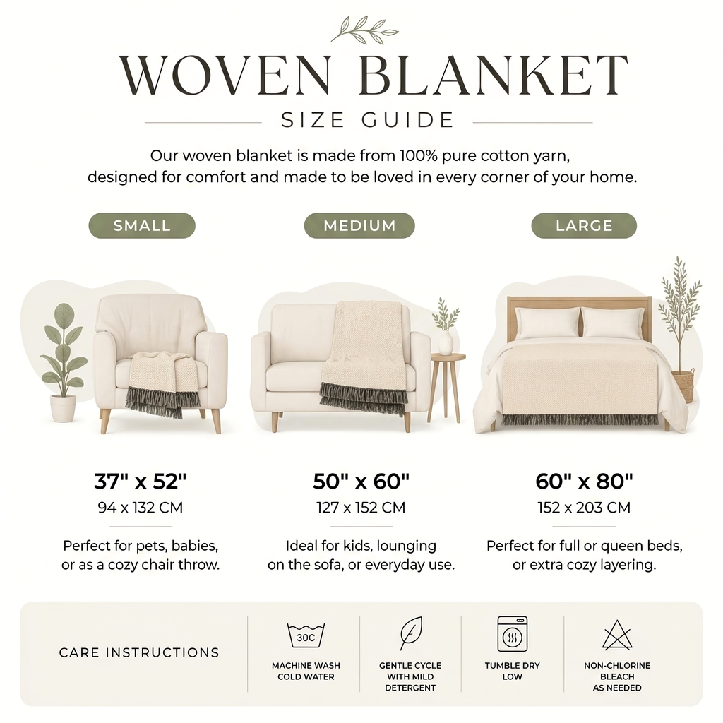 Cream & Black Hand-Drawn Grid Woven Blanket | Modern Throw