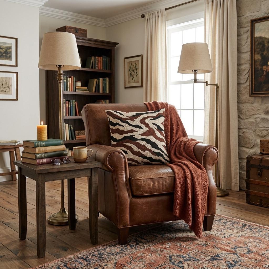 Animal Print Throw Pillow Zebra Stripe Woven Design Brown Charcoal Cream Pattern Decorative Cushion Cover Living Room Sofa Accent Neutral Home Styling Statement Piece Textured Fabric Modern Rustic Bedroom Double Sided Design Cozy Reading