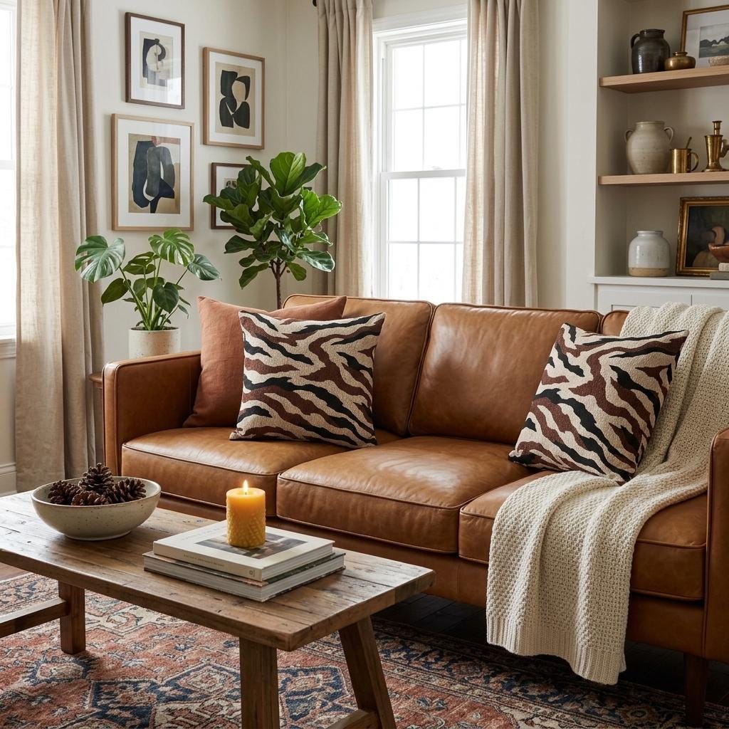 Statement Piece Pillow Cover Zebra Stripe Woven Pattern Brown Charcoal Design Modern Rustic Living Room Sofa Accent Neutral Home Styling Textured Fabric Animal Print Decorative Cushion Double Sided Cozy Bedroom Reading Chair Contemporary