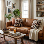 Statement Piece Pillow Cover Zebra Stripe Woven Pattern Brown Charcoal Design Modern Rustic Living Room Sofa Accent Neutral Home Styling Textured Fabric Animal Print Decorative Cushion Double Sided Cozy Bedroom Reading Chair Contemporary
